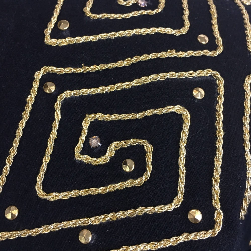 David David Vintage Denim Jeans Gold Trim Black 1980’s Style Short Jacket Coat - Picture 9 of 12